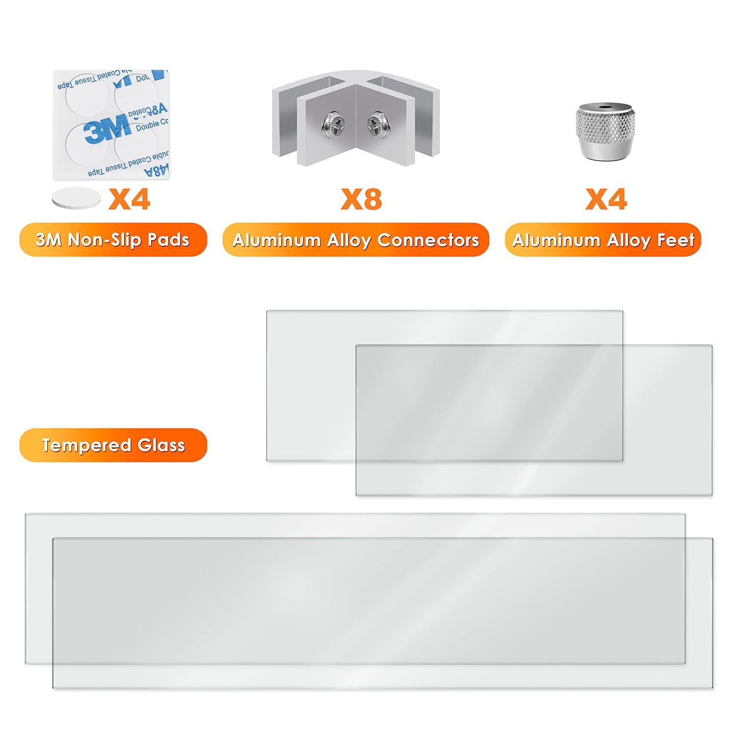NUU GARDEN Glass Wind Guard For Fire Pit Table, Tempered Glass Heat Resistance