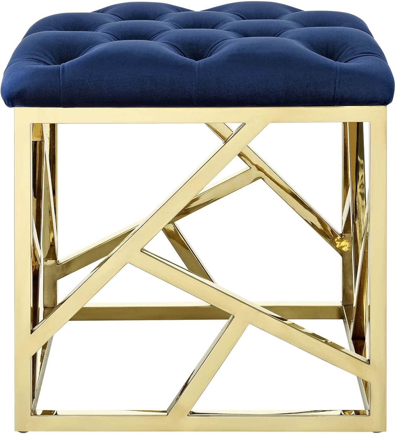 Modway Intersperse Fabric Ottoman in Gold and Navy