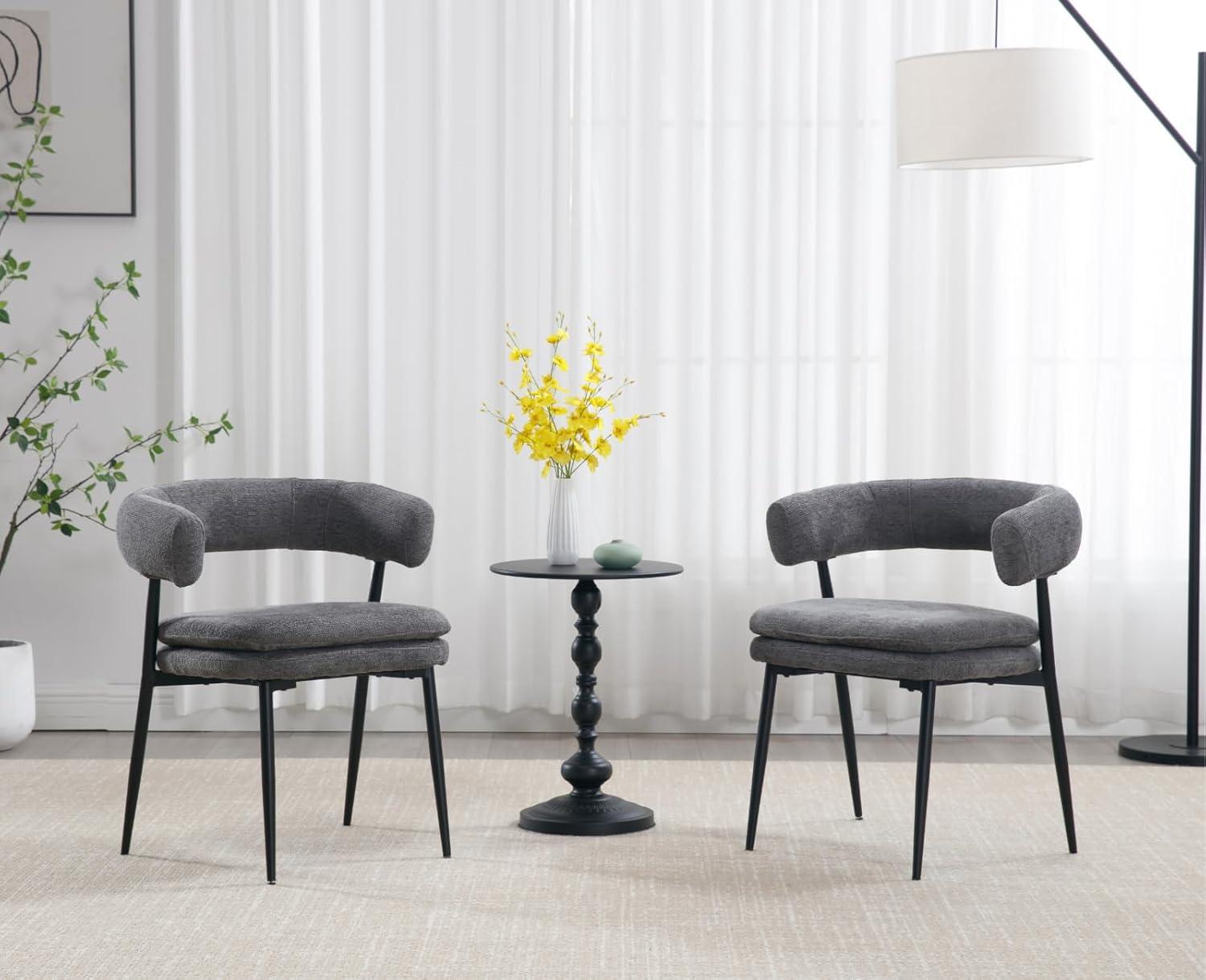 XINMICS White Dining Chairs Boucle Dining Room Chair Set of 2