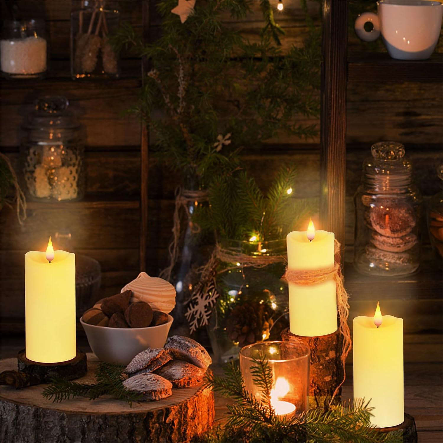 Aignis Indoor Flameless LED Candles Battery Operated with Remote Timer and Wax-Like Shell for Home/Wedding/Holiday Decor, Set of 2(D 2.95" x H 6")