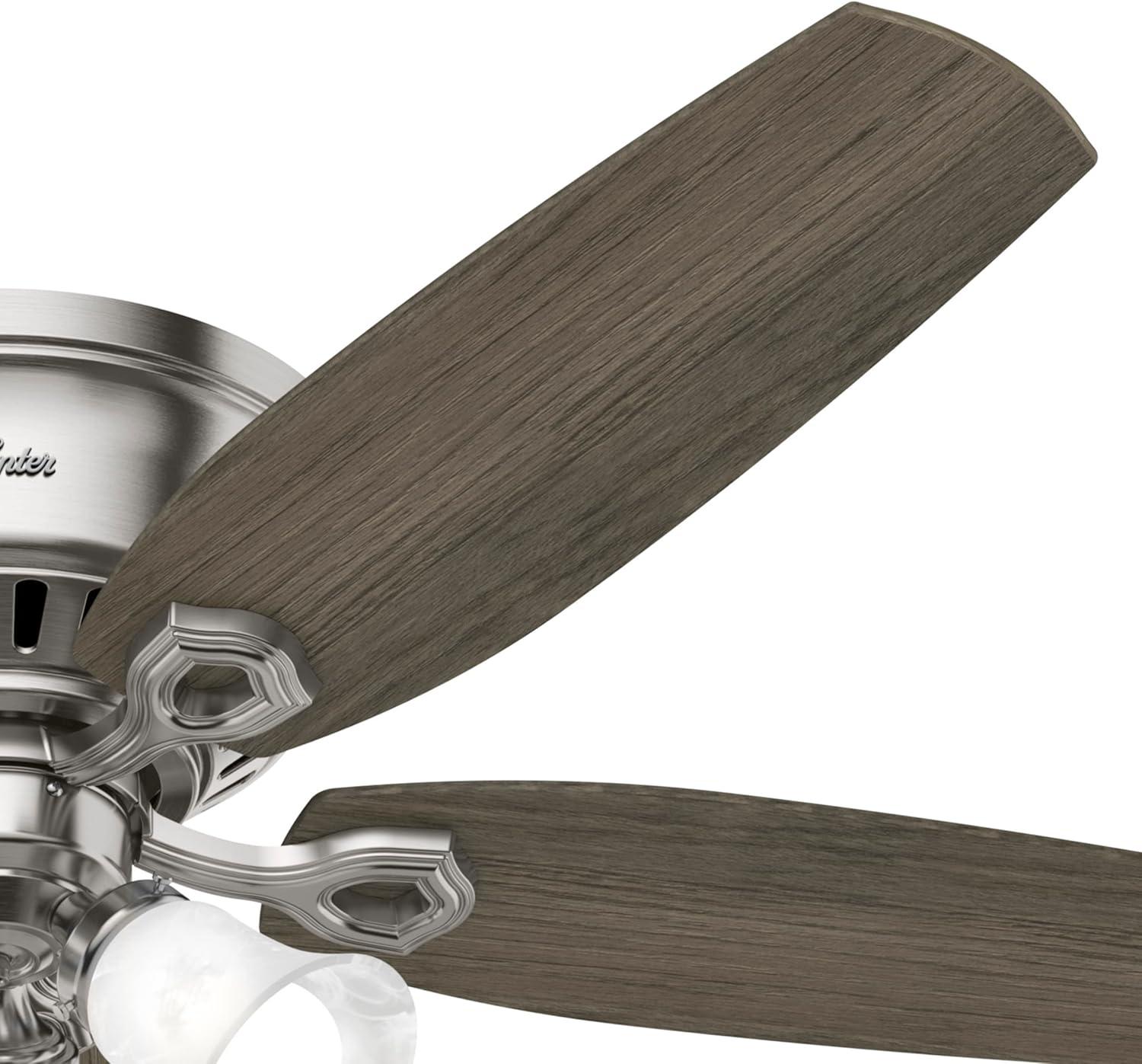 Builder Low Profile 52" 5 - Blade Flush Mount Ceiling Fan with Lights and Pull Chains
