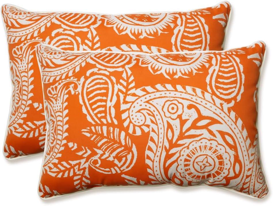 Addie Orange and White Paisley Rectangular Throw Pillow Set