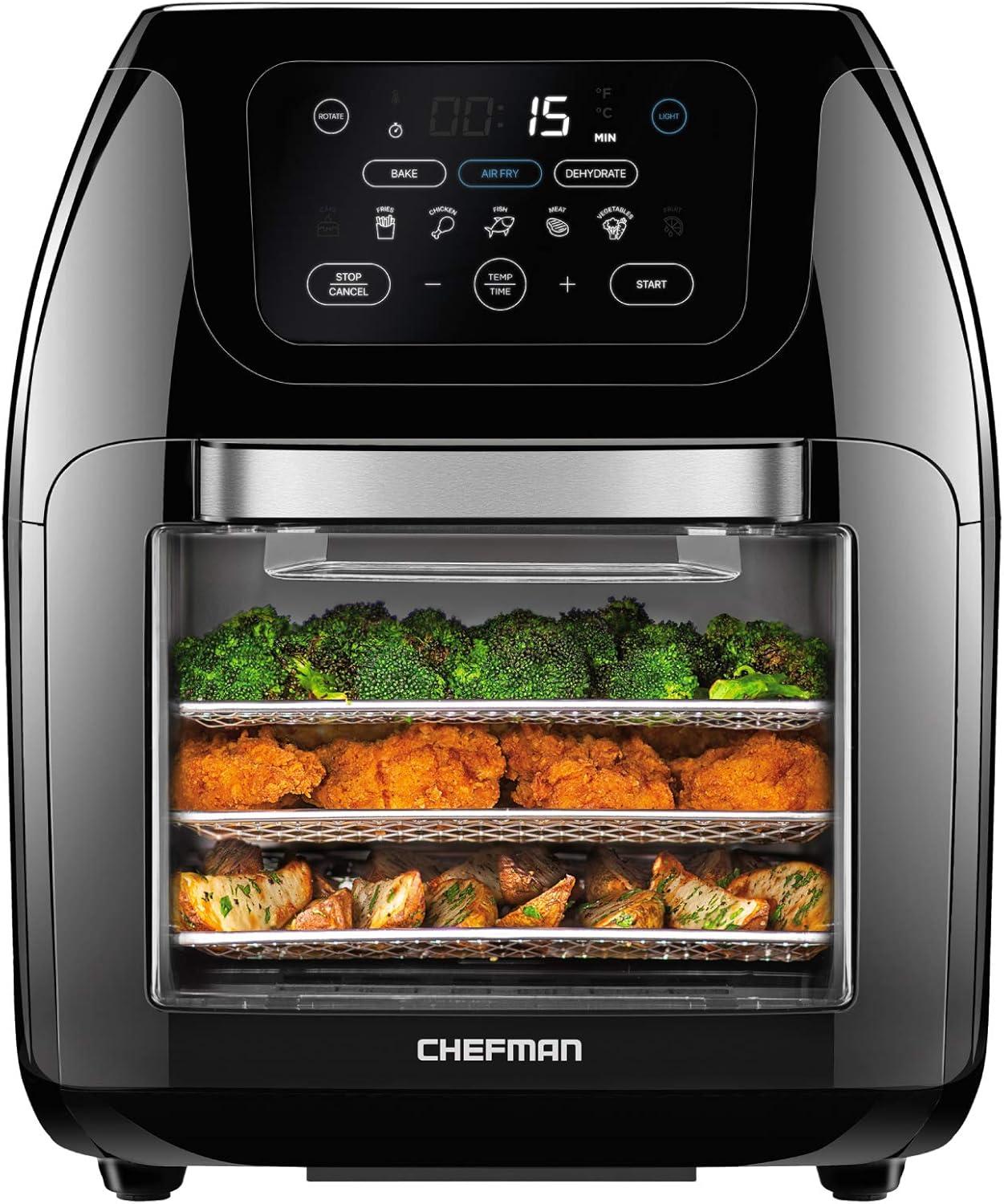 Chefman Multifunctional Digital 10 Qt. Air Fryer+ Rotisserie, Fry, Roast & Bake, 17 Presets - Black