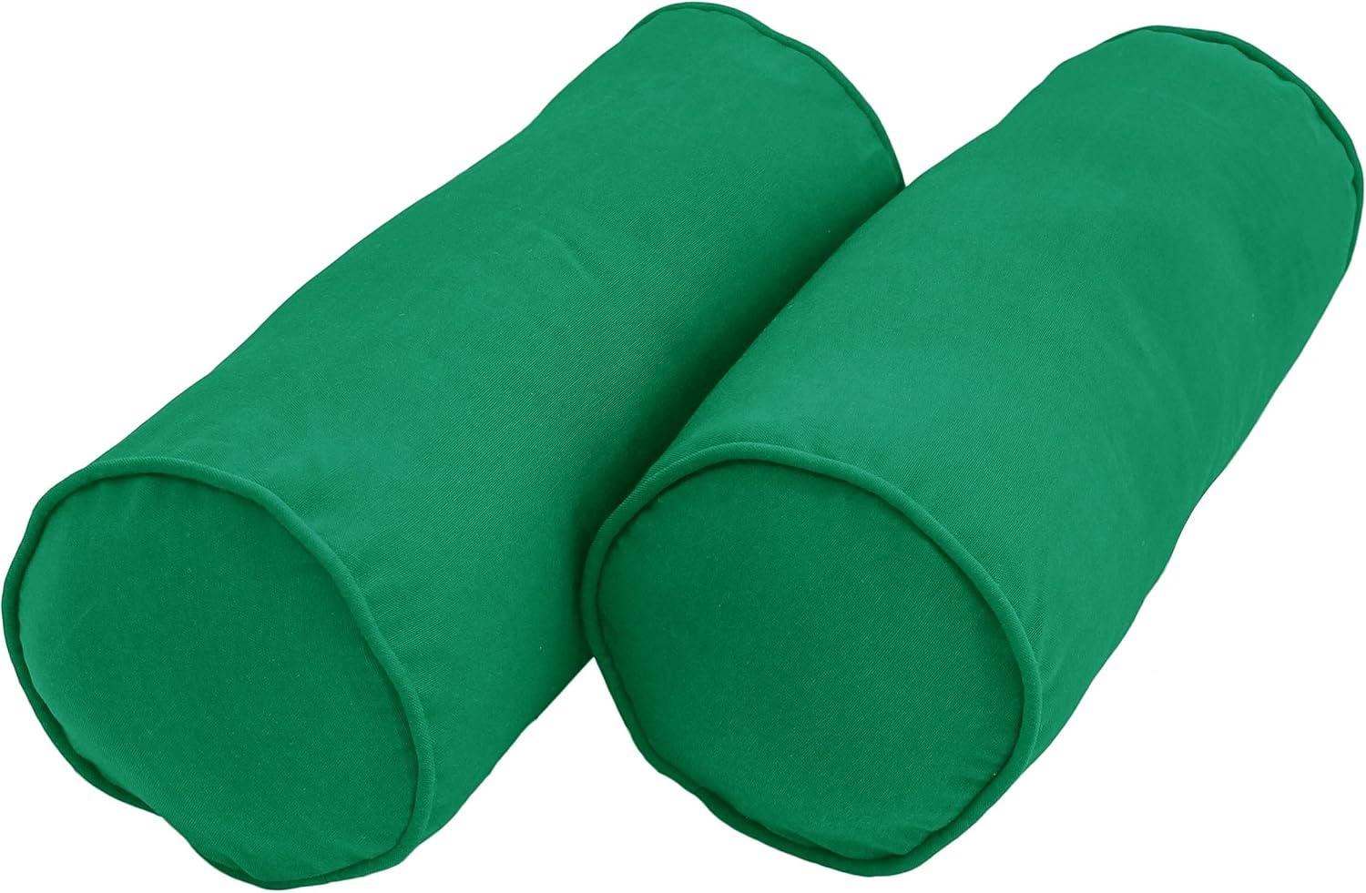 Blazing Needles 20-inch by 8-inch Double-corded Solid Twill Bolster Pillows with Inserts (Set of 2)-Style:Emerald