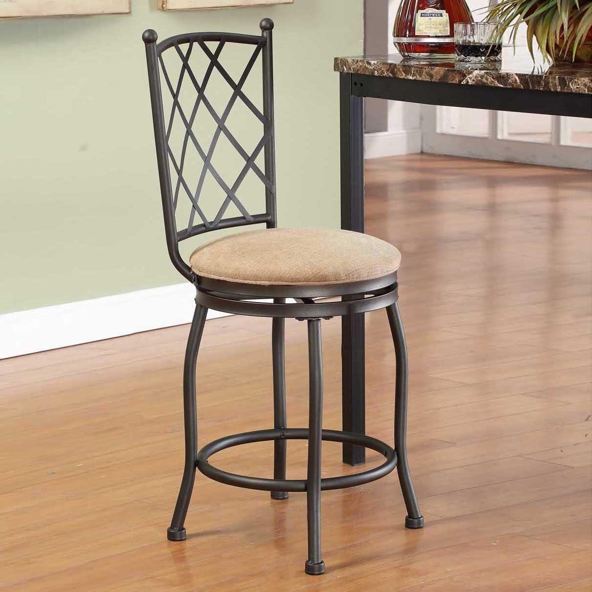 Classic Cream 24" Swivel Metal & Wood Counter Stool