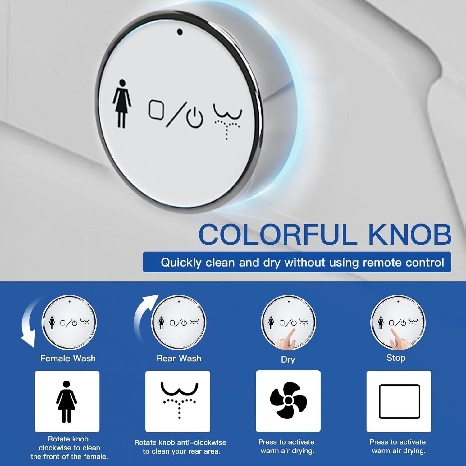 White Heated Electric Bidet Toilet Seat with Stainless Steel Nozzle