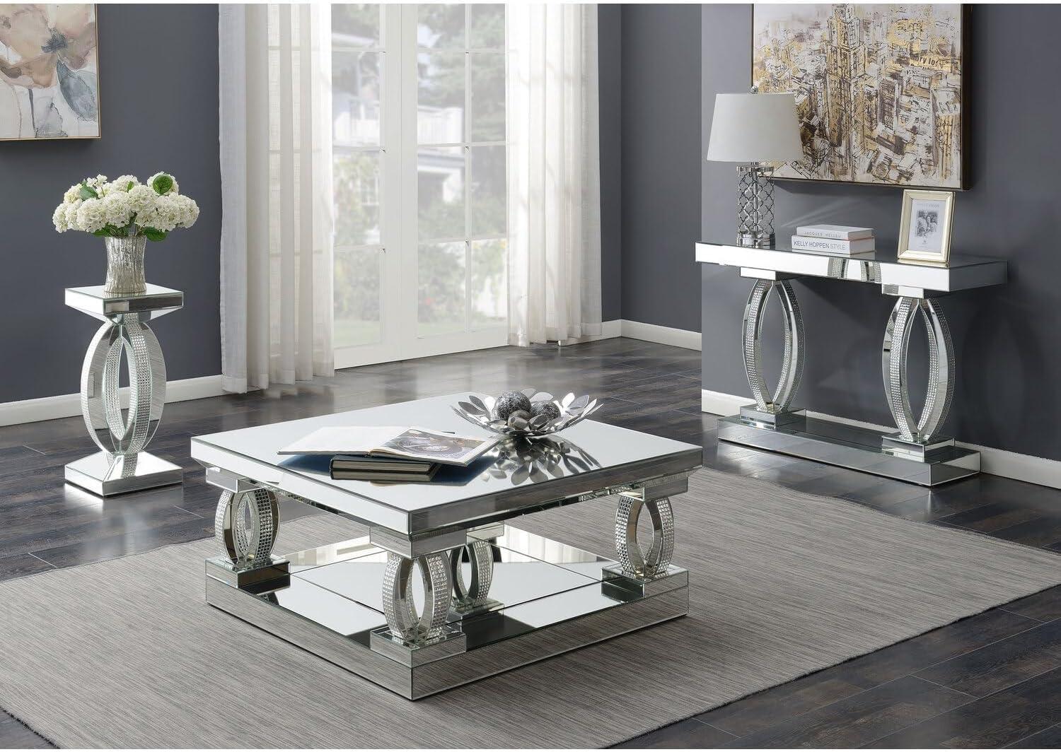 Coaster Avonlea Wood End Table with Rhinestone Accents in Mirrored