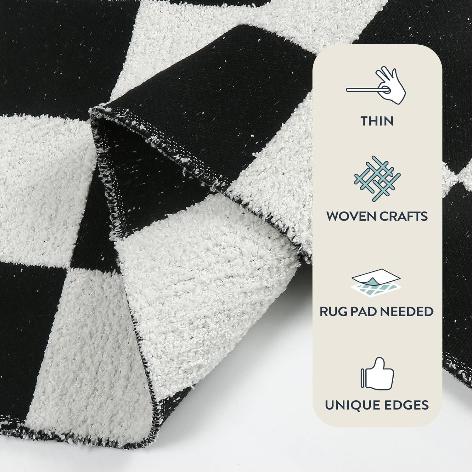 Luxe Weavers Checkered Black and White Geometric 8x10 Area Rug