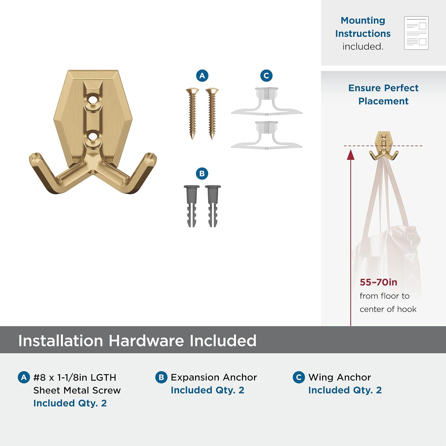 Benton Transitional Double Prong Decorative Wall Hook