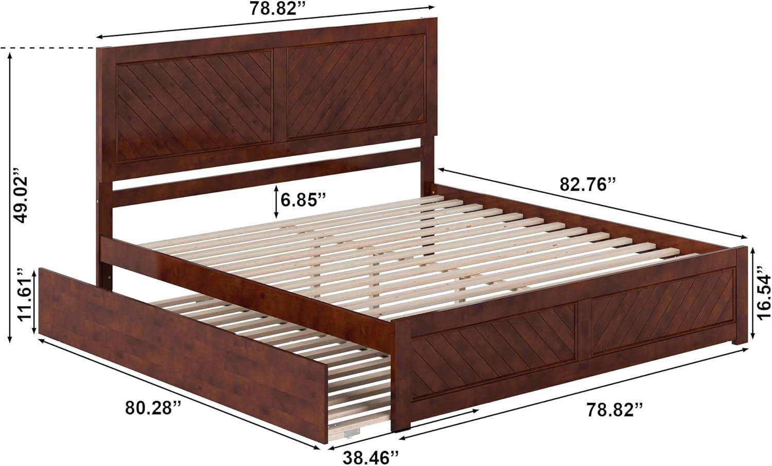 AFI Canyon Walnut Solid Wood Platform Bed with Matching Footboard & Twin-XL Trundle, King
