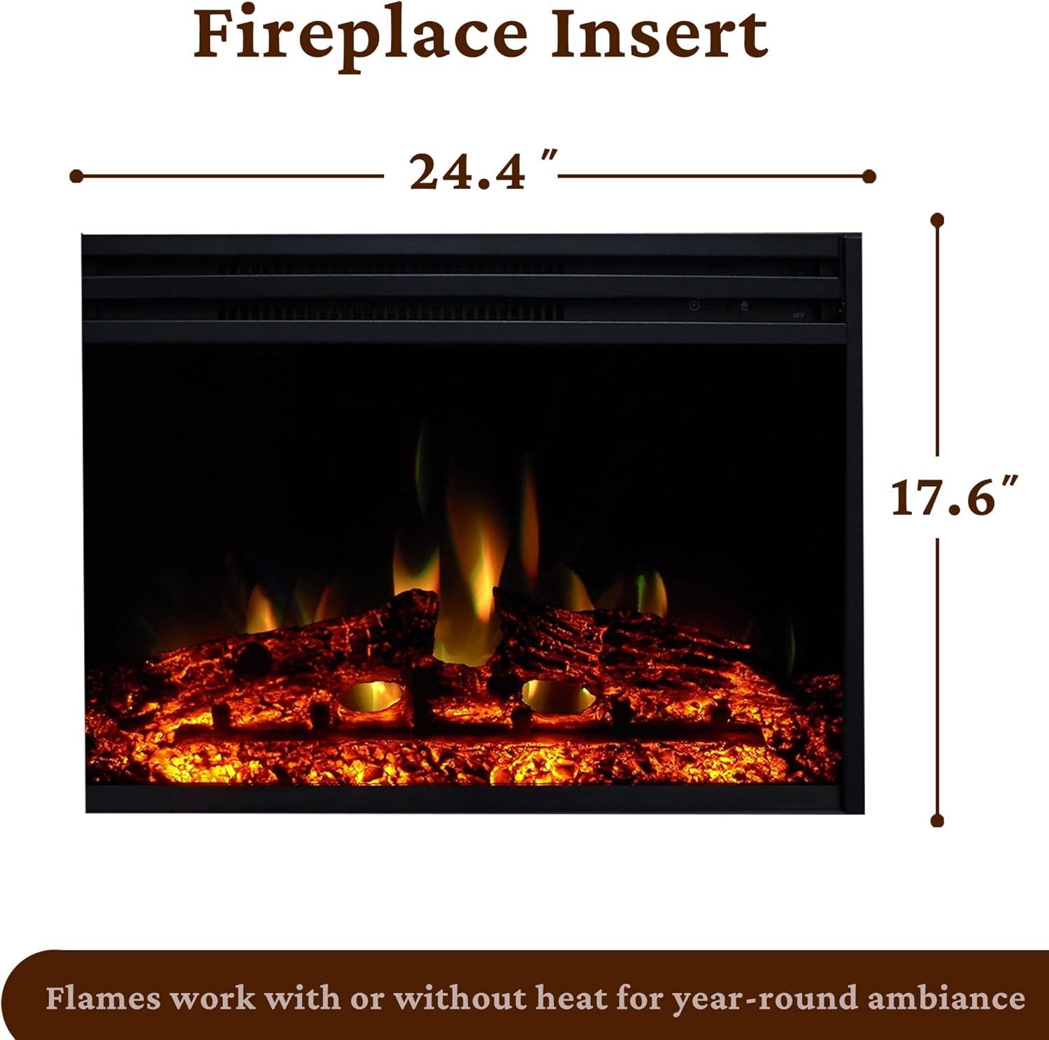 Cambridge Sienna 34'' Freestanding Electric Fireplace with Remote| Multi-Color Flame| Log Insert | White Mantel | For Rooms up to 210 Sq.Ft. | Adjustable Heat Settings | Timer