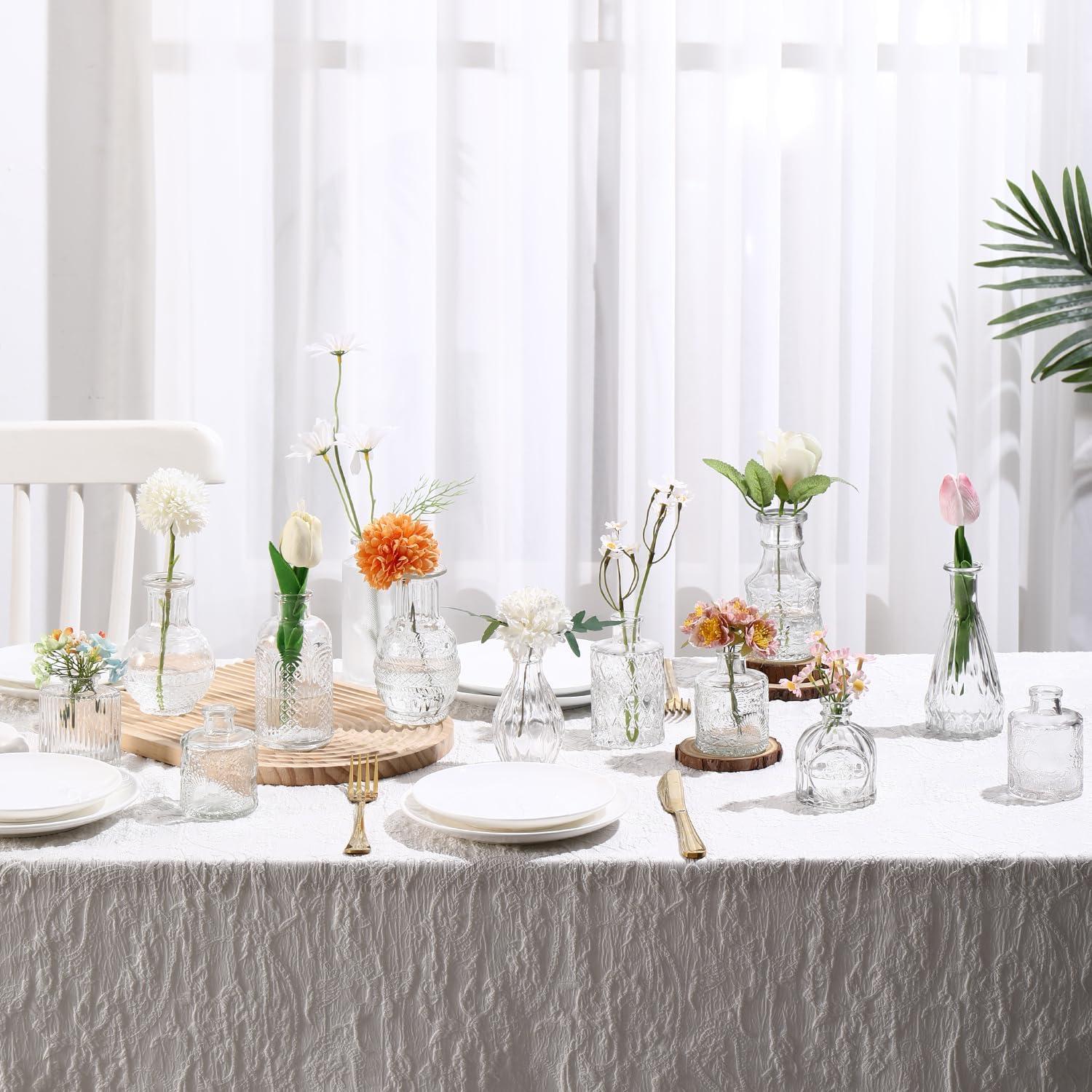 Bud Vases Set of 12, Small Glass Vases for Centerpieces, Small Flower Vases for Centerpieces, Vintage Mini Vase, Clear Bud Vase for Wedding Table Decor