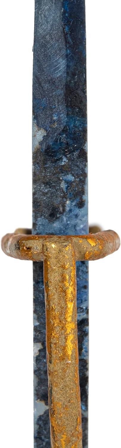 Blue Agate Stone Slice on Gold Metal Stand