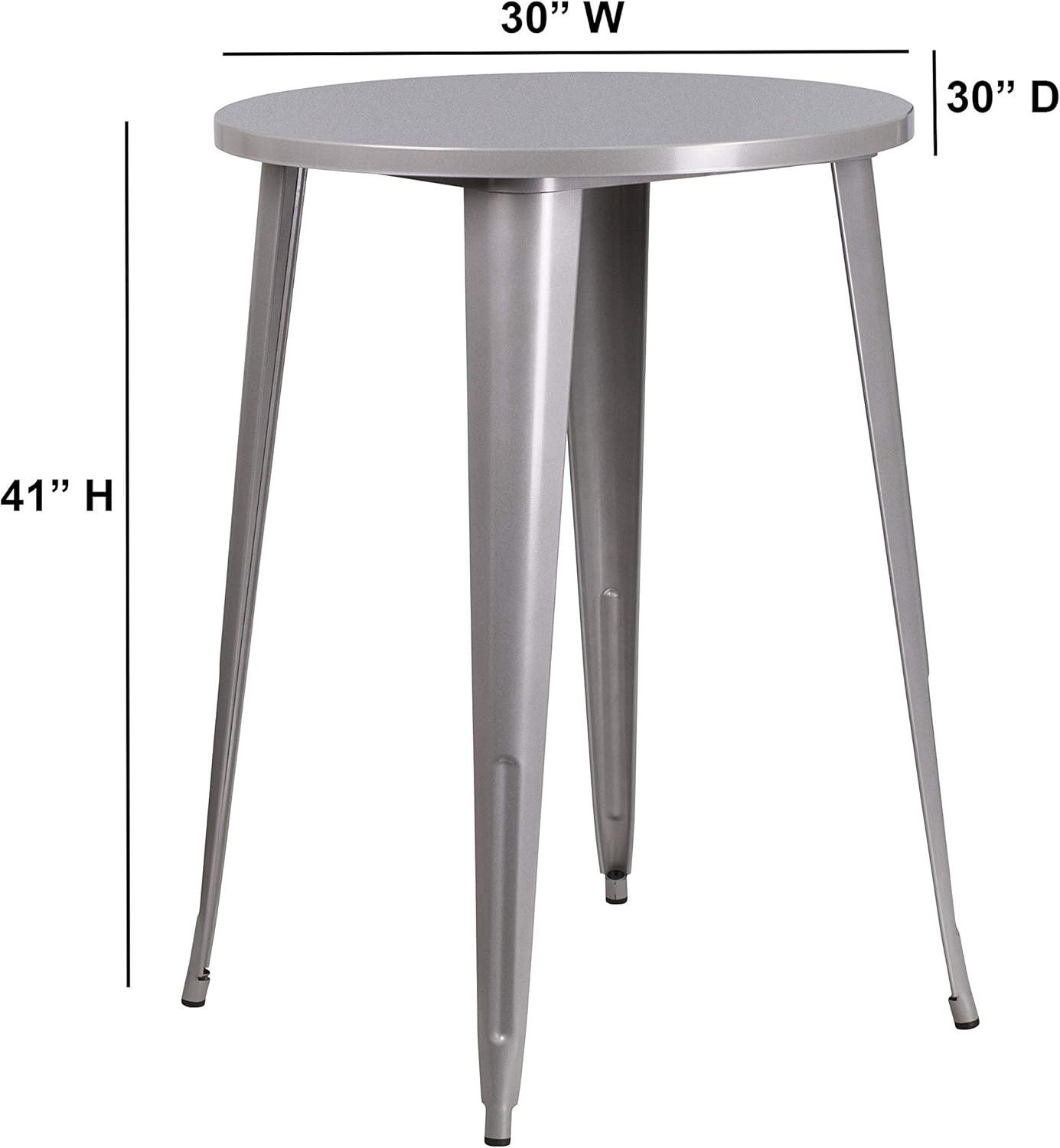 Flash Furniture Commercial Grade 30" Round Silver Metal Indoor-Outdoor Bar Height Table