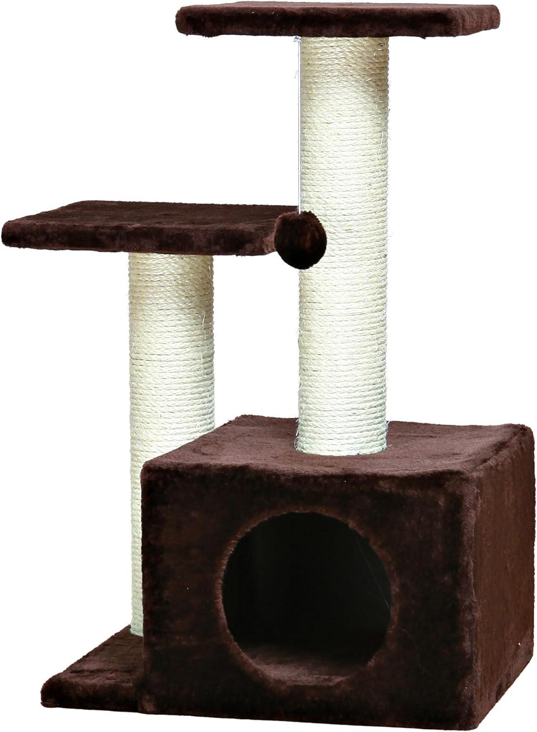 TRIXIE TRIXIE Valencia 28" Cat Tree, 3-Level Cat Tower, Sisal Scratching Posts, Plush Condo and Platforms, Dangling Cat Toy