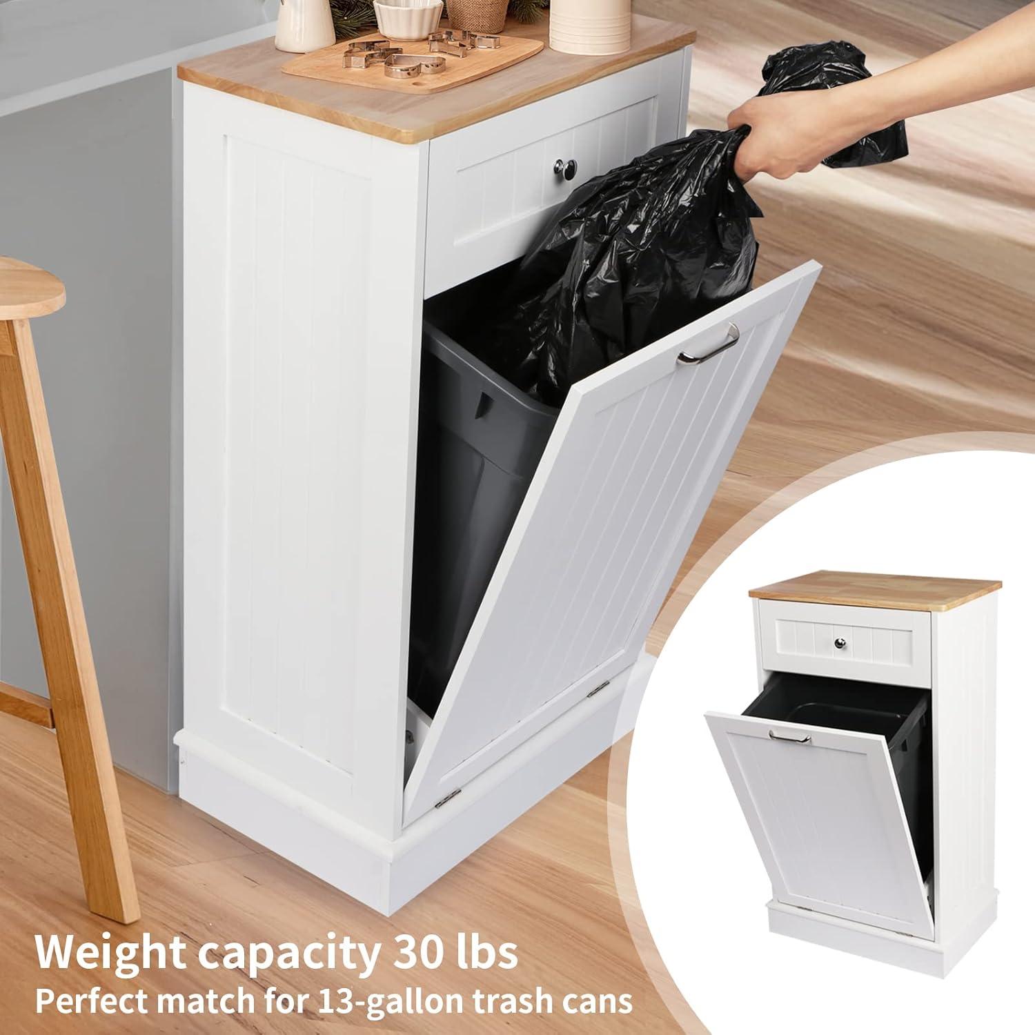 Aeloxis Havant Tilt Out Trash Cabinet 10 Gallon Wooden Free Standing (Not include trash can)