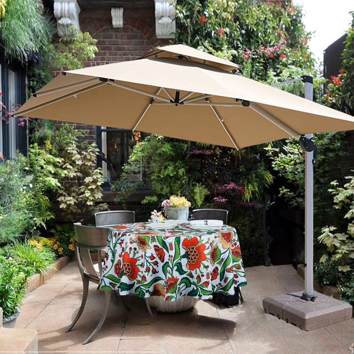 Vintage Floral Waterproof Polyester Round Tablecloth