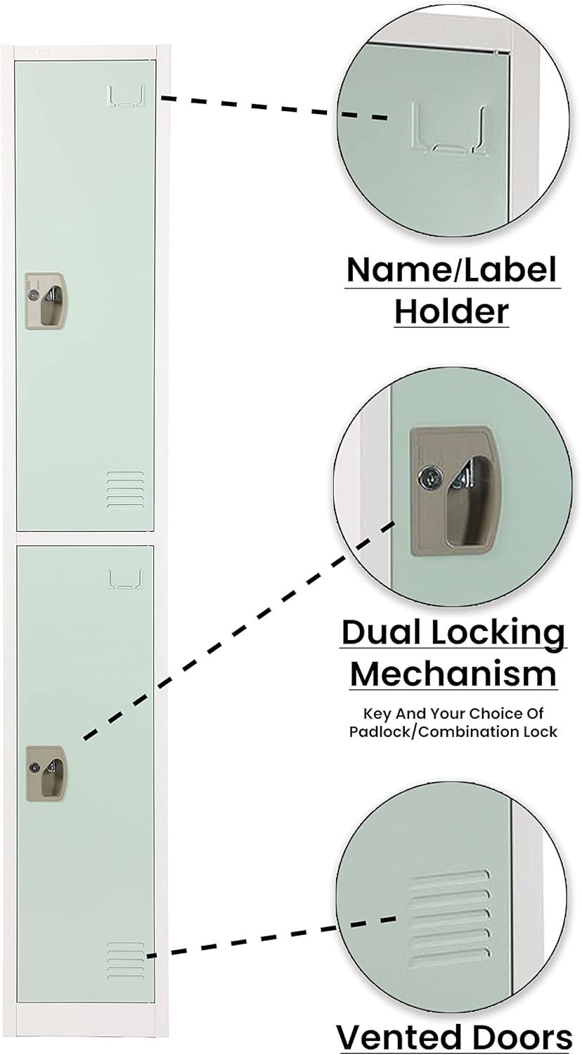 AdirOffice 12'' Wide Steel 2-Tier School and Gym Locker