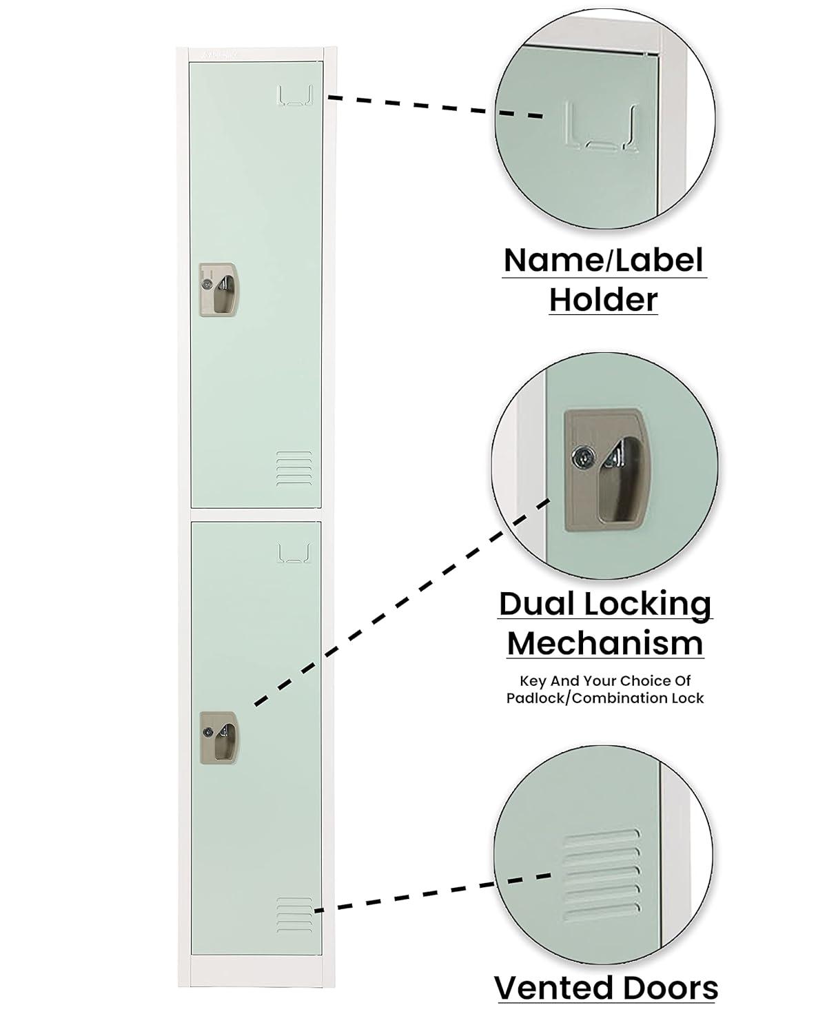 AdirOffice 12'' Wide Steel 2-Tier School and Gym Locker