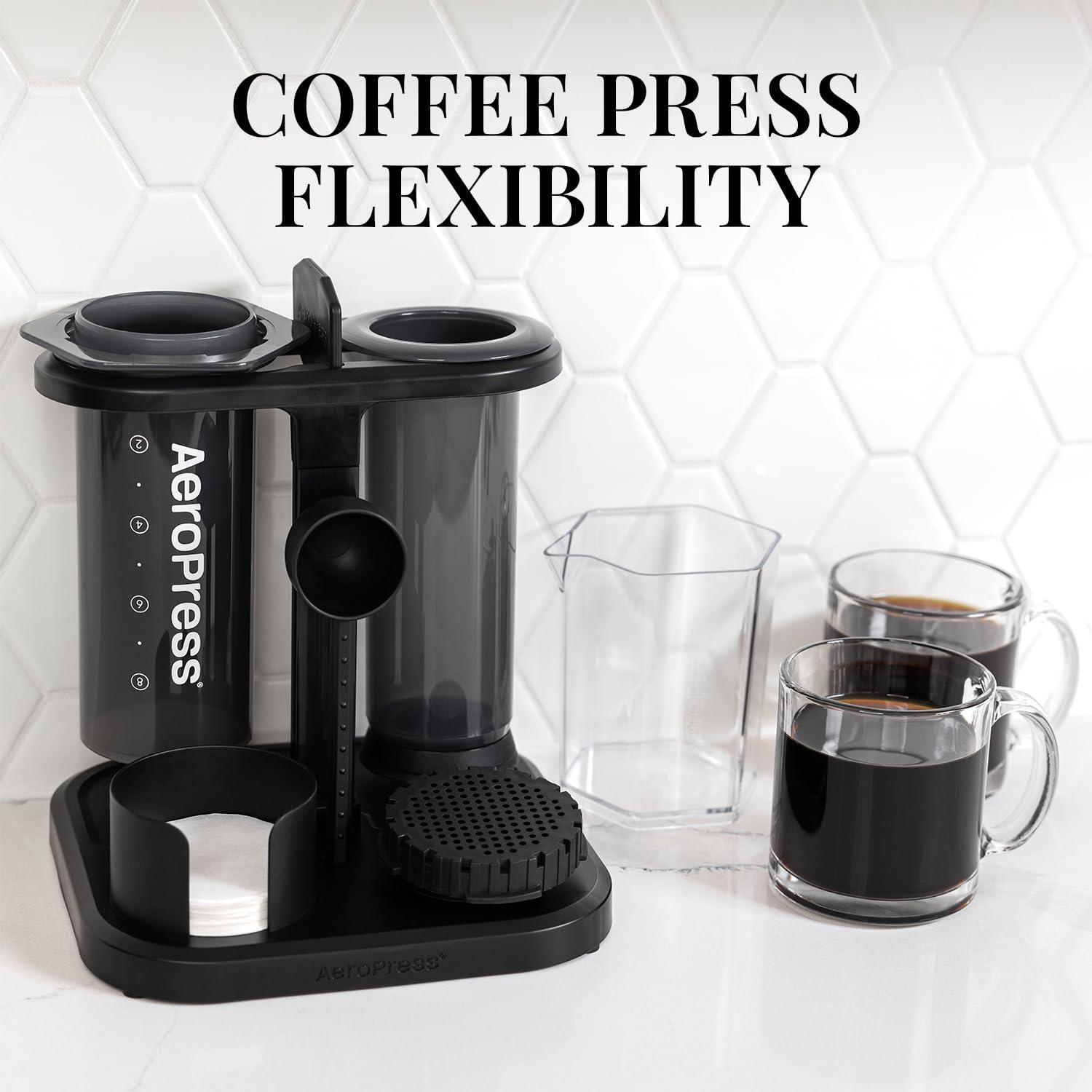 Black Compact AeroPress Coffee Maker Organizer Stand