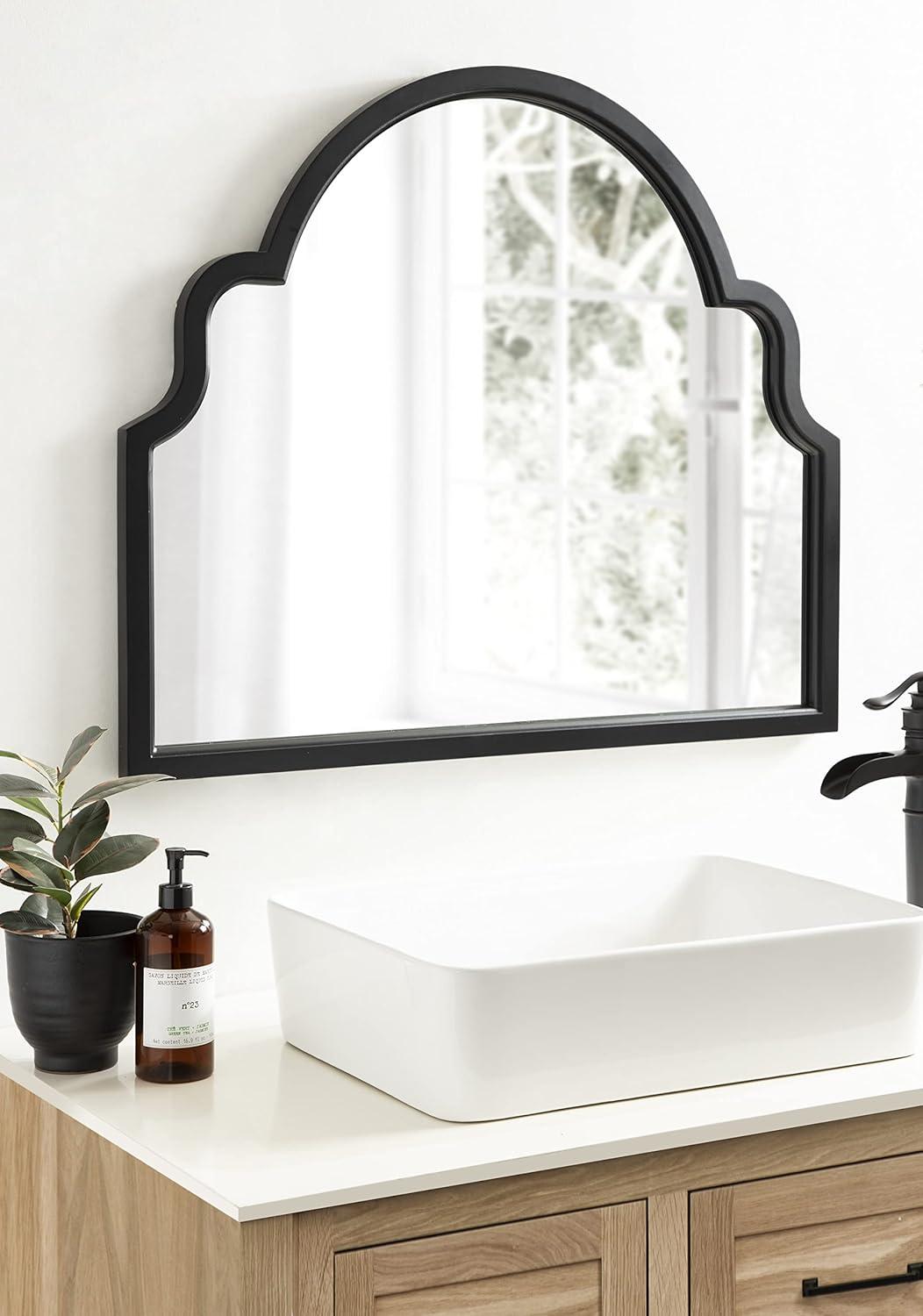 Kate and Laurel Hogan MDF Arch Mirror, 36x30, Black