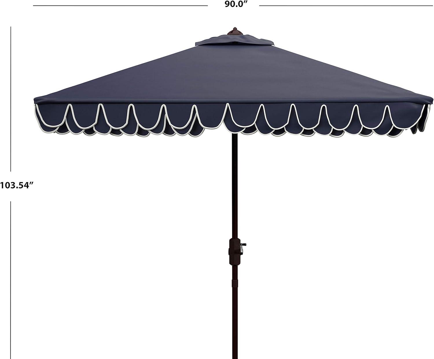 Elegant Valance 7.5 Ft Square Umbrella - PAT8406 - Navy/White - Safavieh