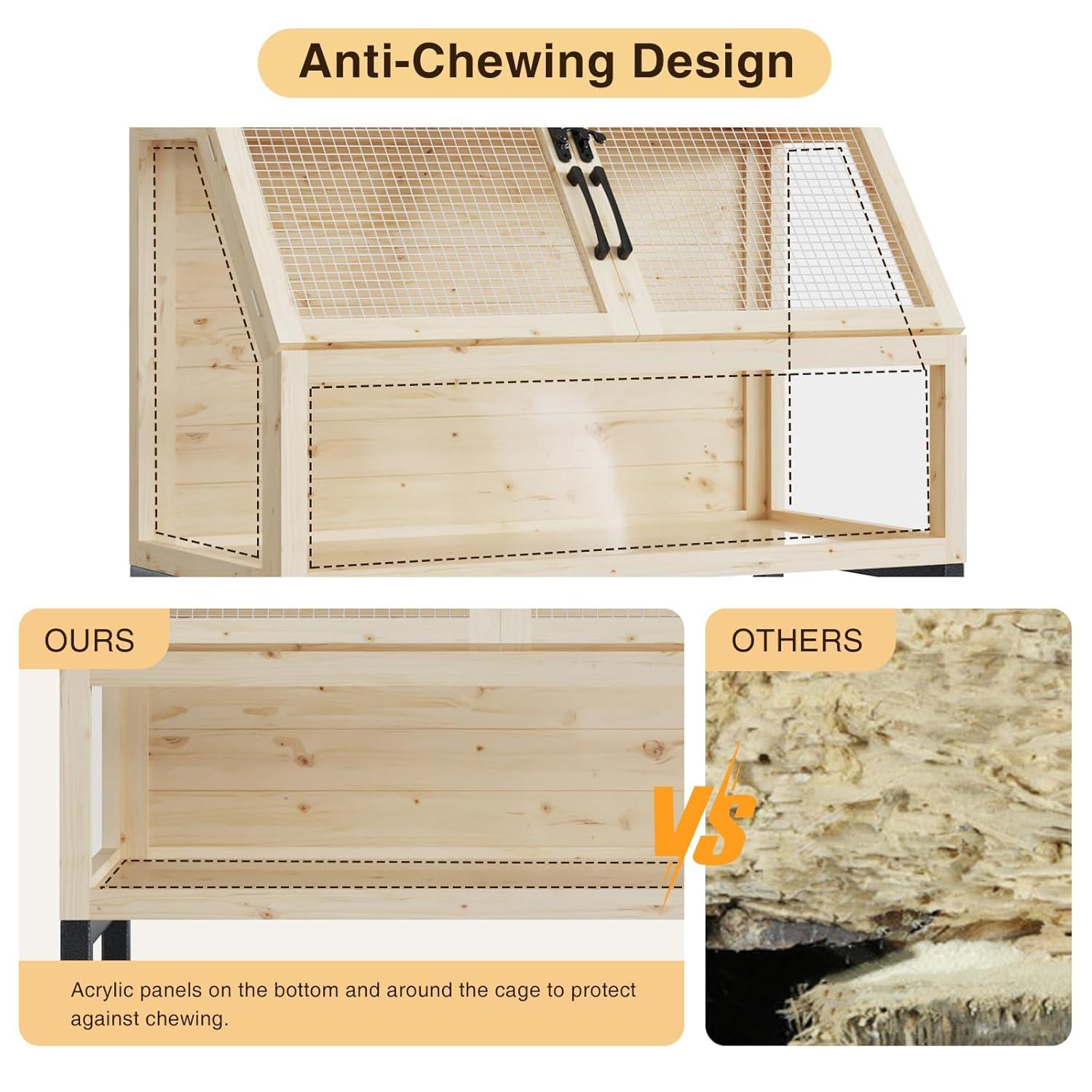 Tucker Murphy Pet™ Wooden Hamster Cage With Storage Shelf,Ventilated Small Animal Cage For Guinea Pig,Rat,Hedgehog,Chinchilla,Large Hamster Cages And Habitats With Acrylic Panels