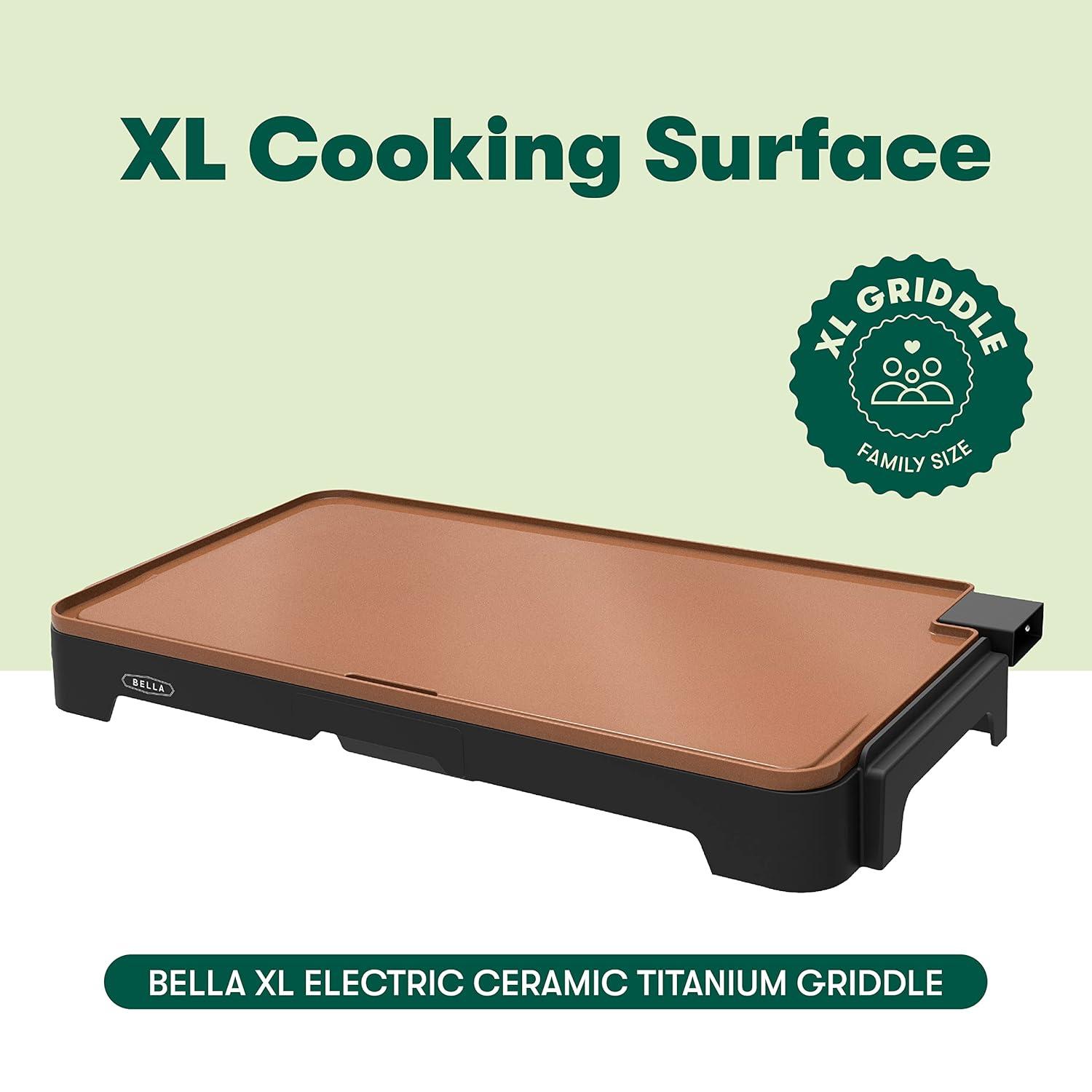 Electric Ceramic Titanium Griddle, Make 15 Eggs At Once, Healthy-Eco Non-Stick Coating, Hassle-Free Clean Up, Large Submersible Cooking Surface