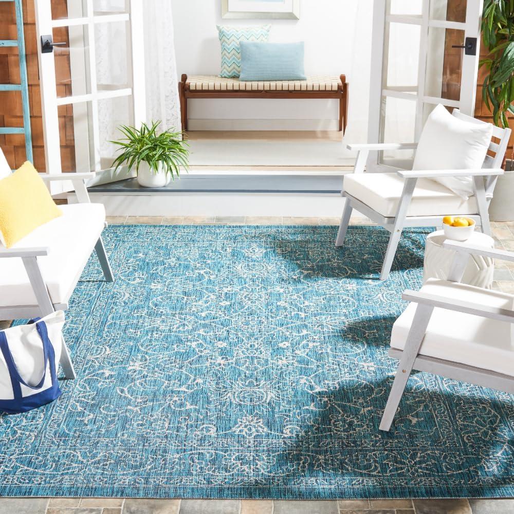 Courtyard CY8680 Power Loomed Indoor and Outdoor Area Rug - Turquoise - 9'x12' - Safavieh