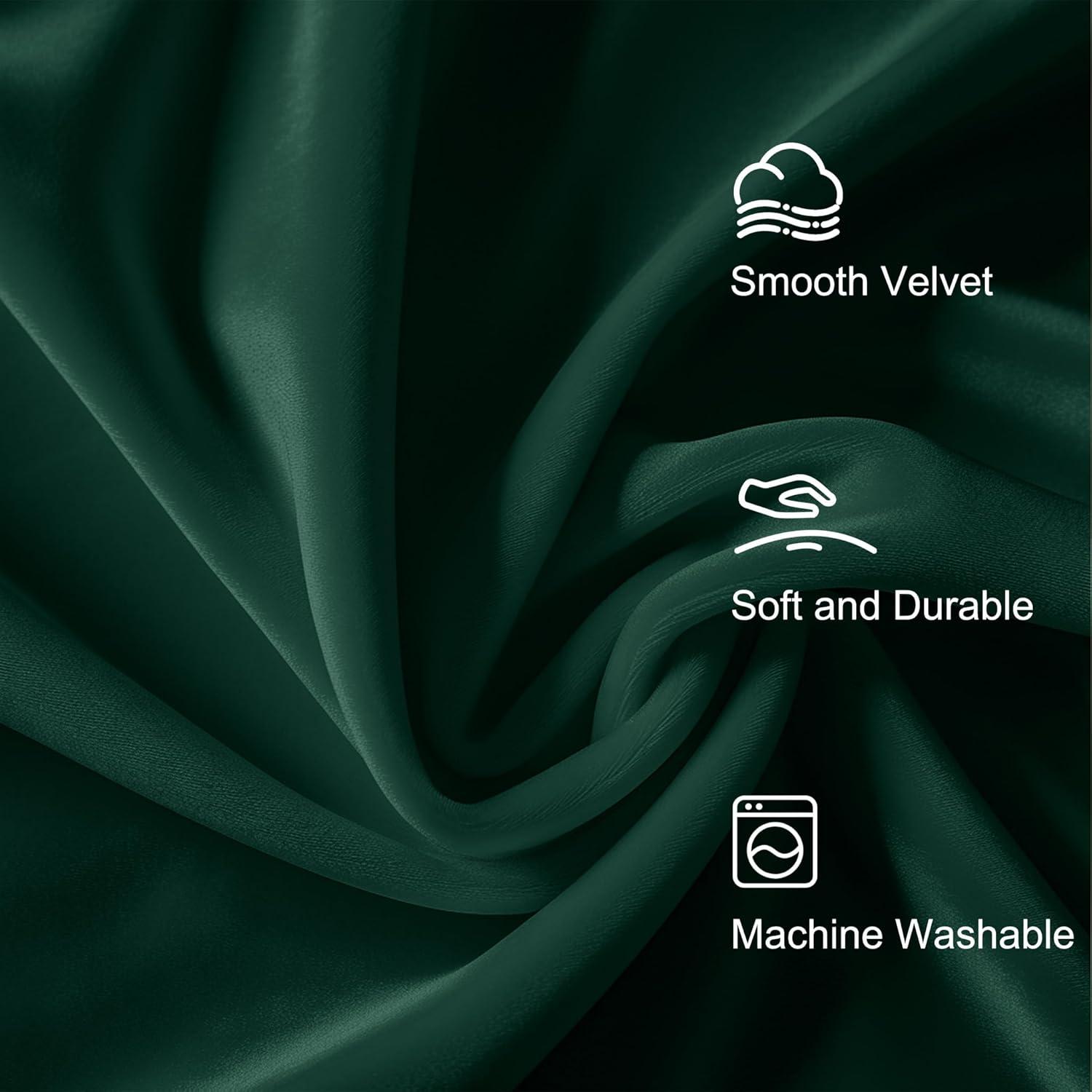 Emerald Green Velvet Blackout Thermal Insulated Curtains 63" Long