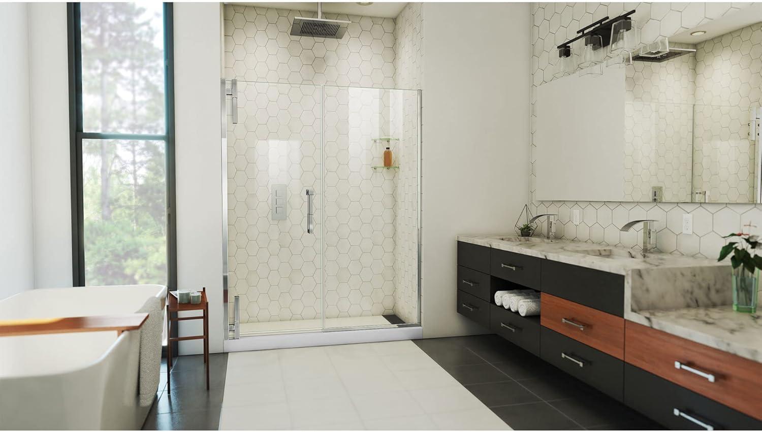 DreamLine Ascend 56-57 in. W x 72 in. H Frameless Pivot Shower Door