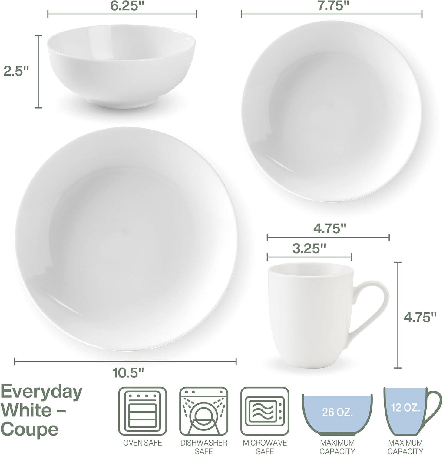 White Porcelain 16-Piece Dinnerware Set for 4