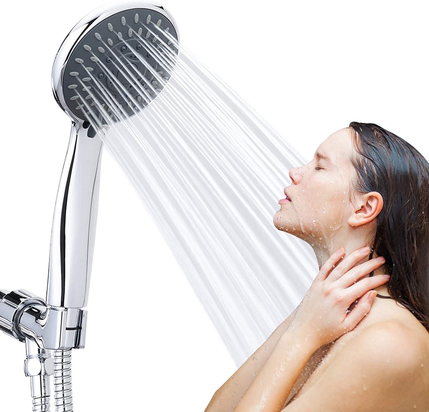 Chrome Handheld Shower Head with Filter and 5 Spray Modes