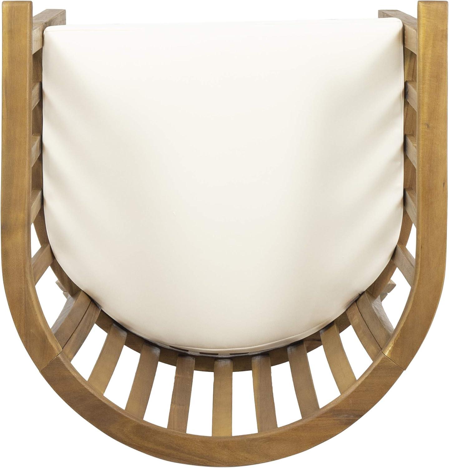 GDFStudio Rosin Outdoor Acacia Wood Dining Chairs with Cushion (Set of 2), Cream/Teak