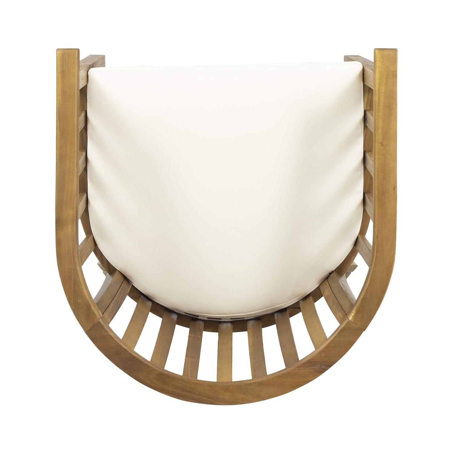 GDFStudio Rosin Outdoor Acacia Wood Dining Chairs with Cushion (Set of 2), Cream/Teak
