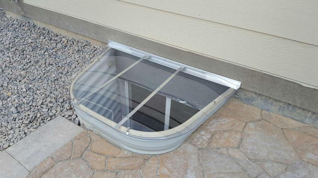 Gray Stoneview Heavy-Duty Corrugated Steel Window Well, 60" x 36"