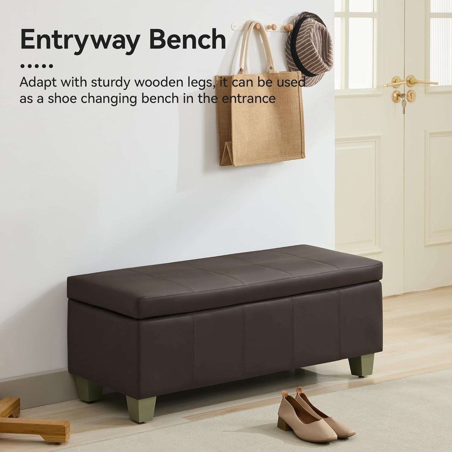 Ebern Designs Faux Leather Upholstered Storage Bench