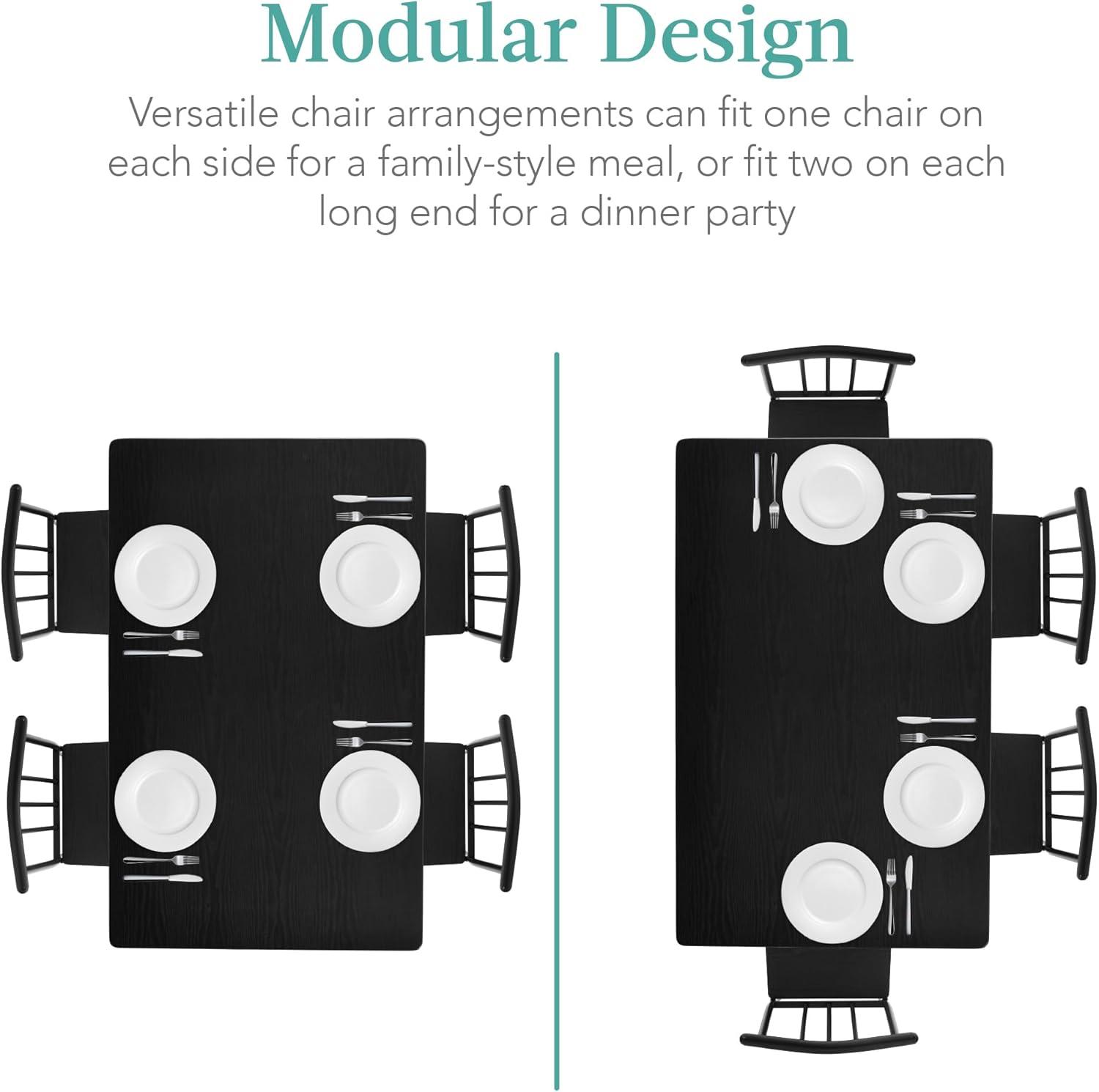 Best Choice Products 5-Piece Indoor Modern Metal Wood Rectangular Dining Table Furniture Set w/ 4 Chairs