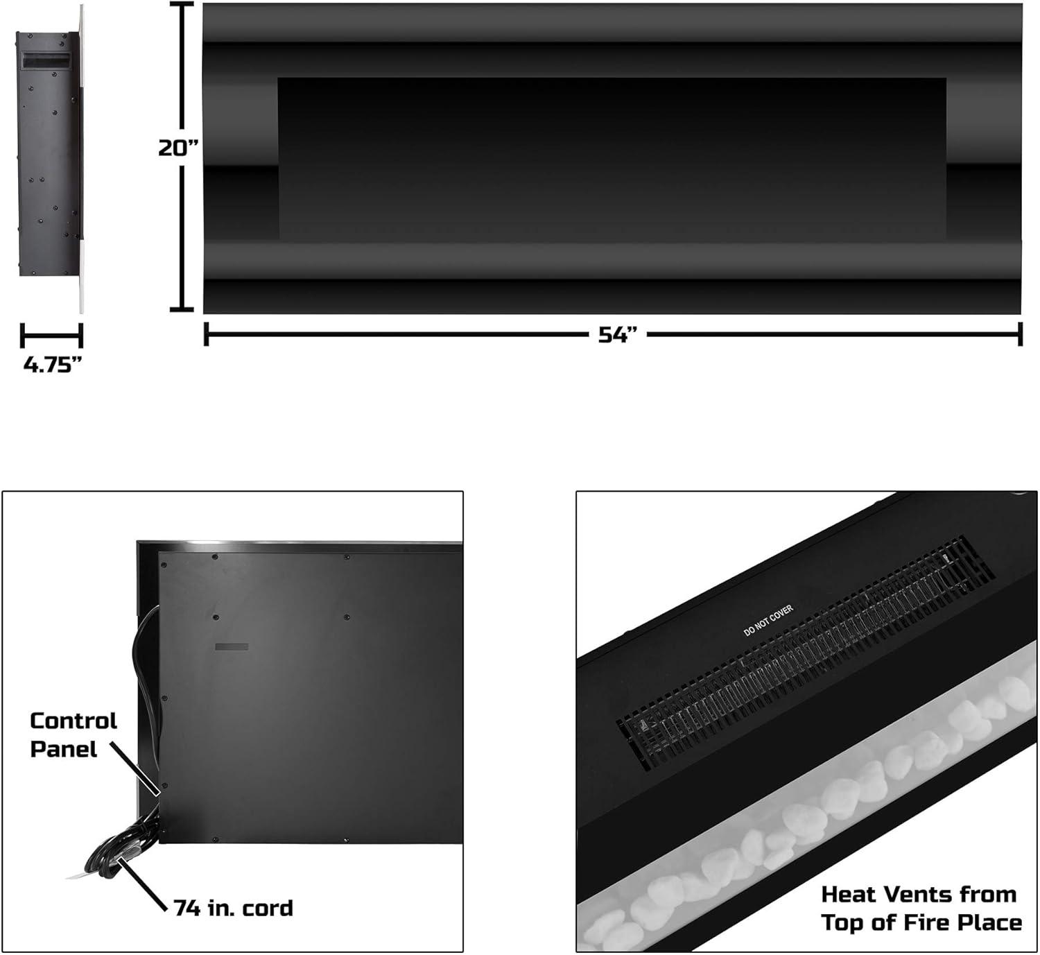 Northwest 54" Electric Fireplace Wall MountedLed Fire And Ice Flame with Remote