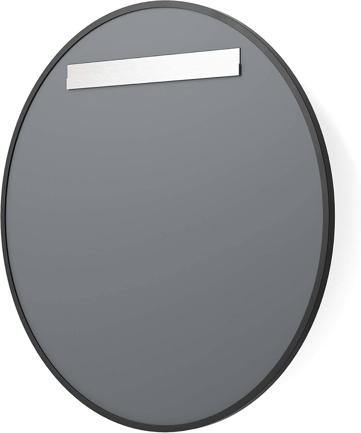 Better Bevel 24” x 24” Black Rubber Framed Mirror | Round Bathroom Wall Mirror