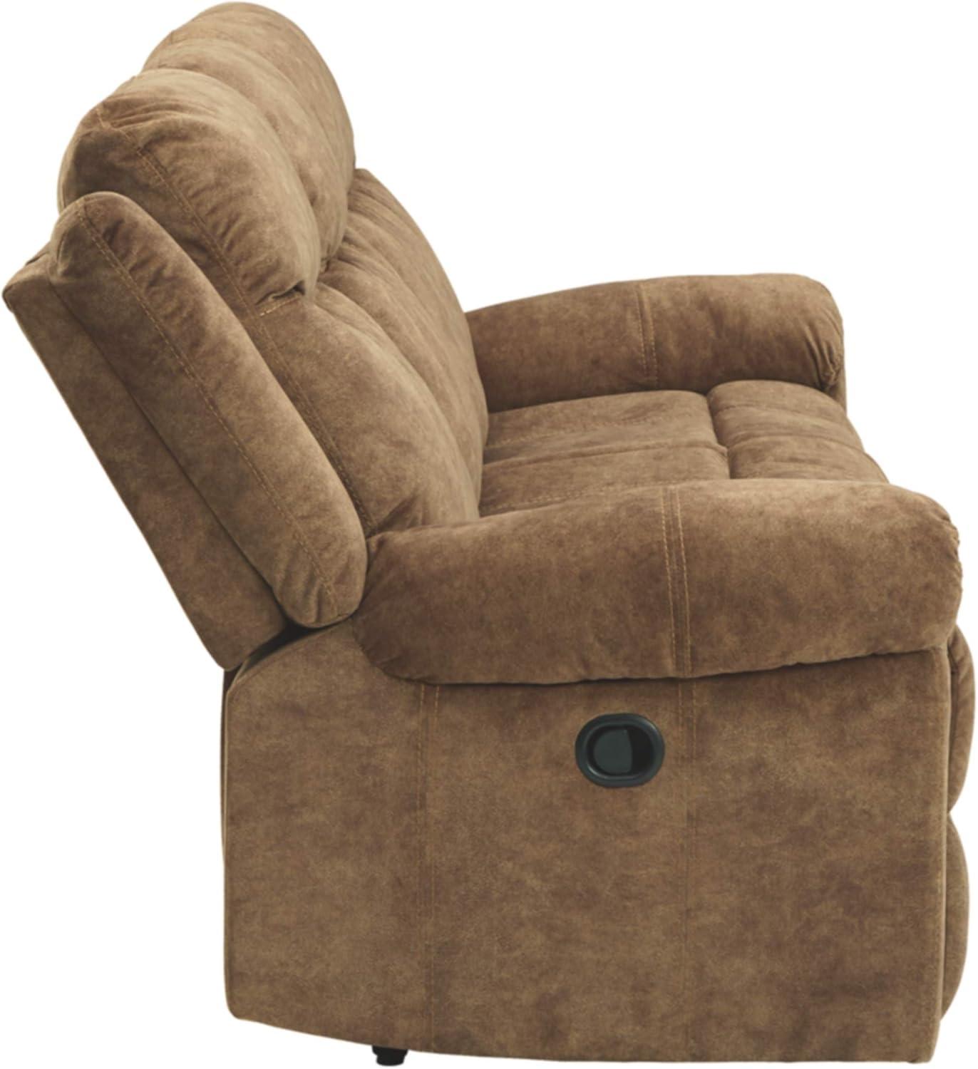 Nutmeg Brown Velvet Manual Reclining Sofa with Cup Holders