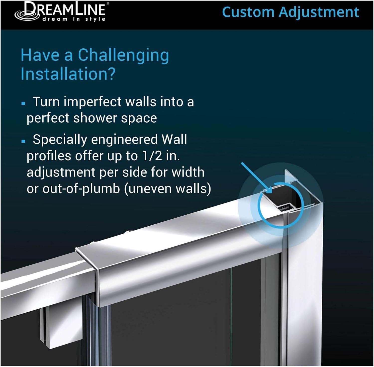 Flex 44" W x 72" H Pivot Semi-Frameless Pivot Shower Door with Clearmax Technology