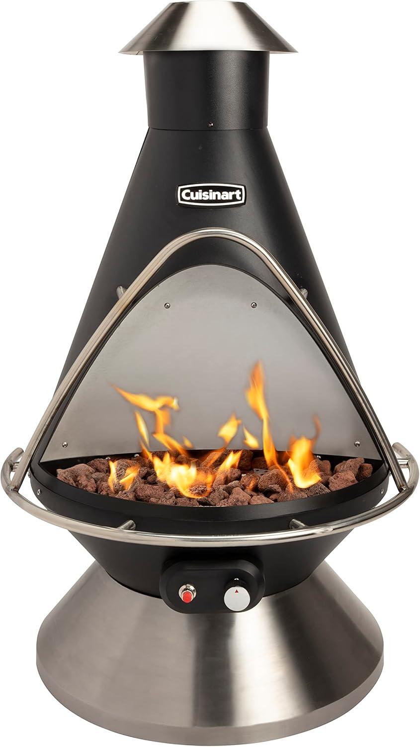 Cuisinart Black and Stainless Steel Chimenea Propane Fire Pit