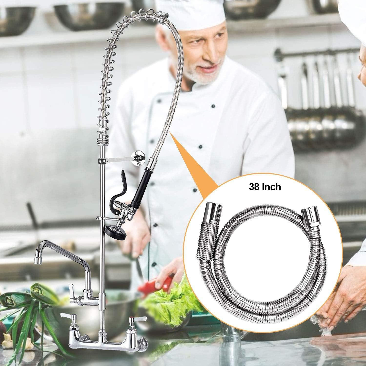 KWODE Pre-rinse Hose 38 Inch Flexible Stainless Replacement Hose for All Brand Commercial Kitchen Sink Faucet with 7/8”-20NPT Female Thread (96CM/38”)