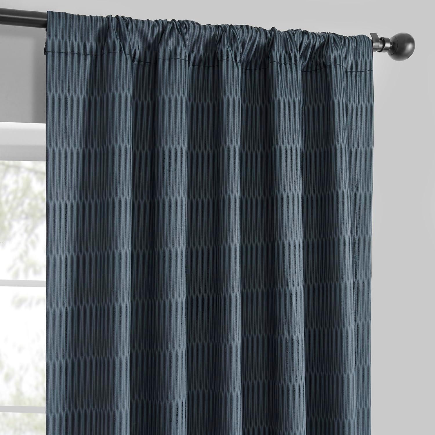 Deep Blue Velvet Room-Darkening Ground Length Drapes