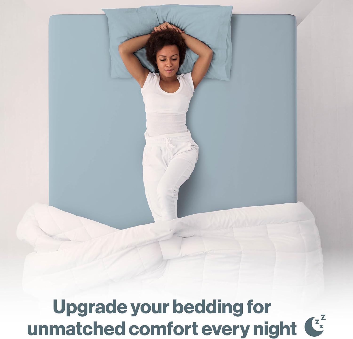 Superity Linen Queen Fitted Sheet - 100% Premium Cotton - 200 Thread Count - Blue