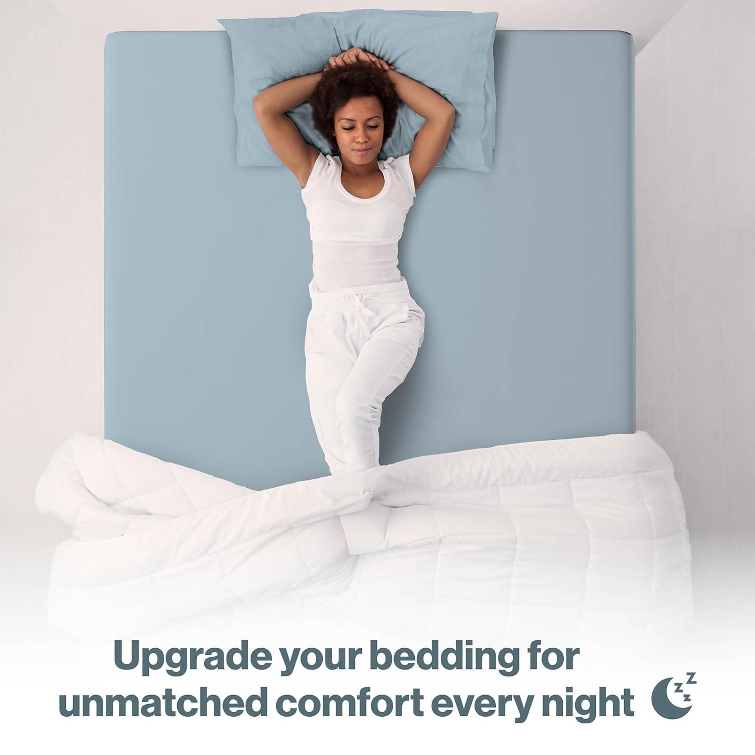 Superity Linen Queen Fitted Sheet - 100% Premium Cotton - 200 Thread Count - Blue