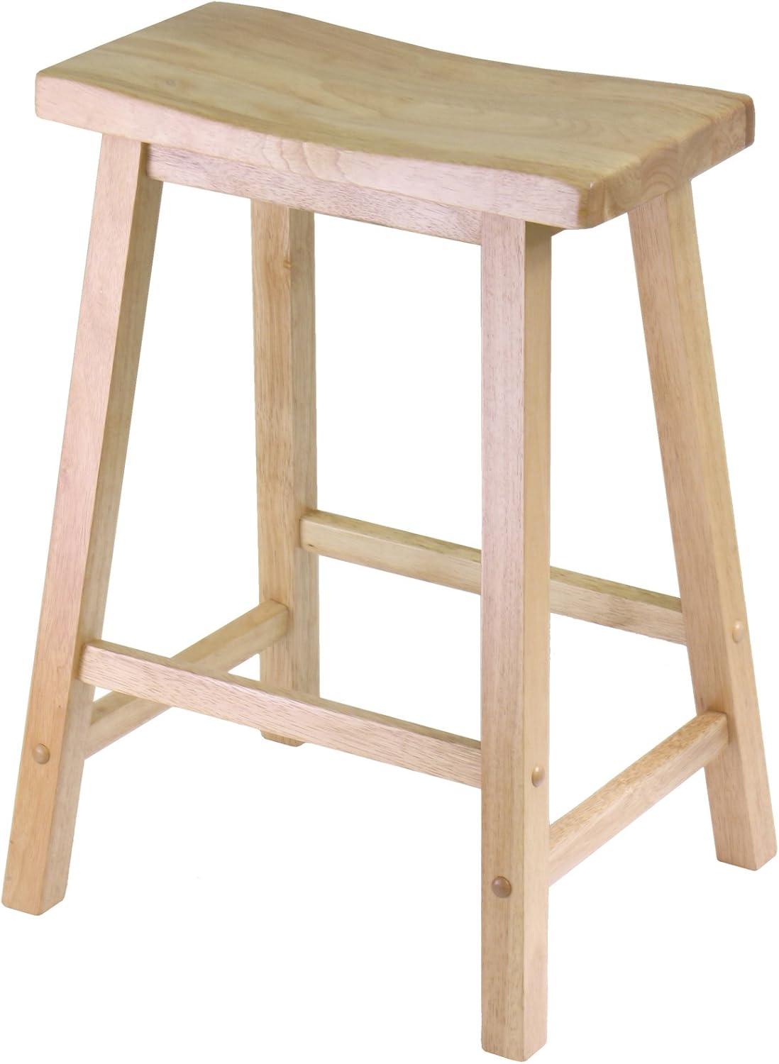 Natural Beech Wood 24" Backless Saddle Style Counter Stool