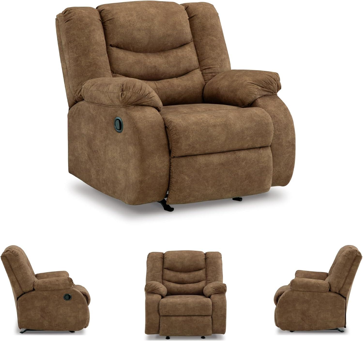 Contemporary Gray Faux Leather Stationary Recliner Chair