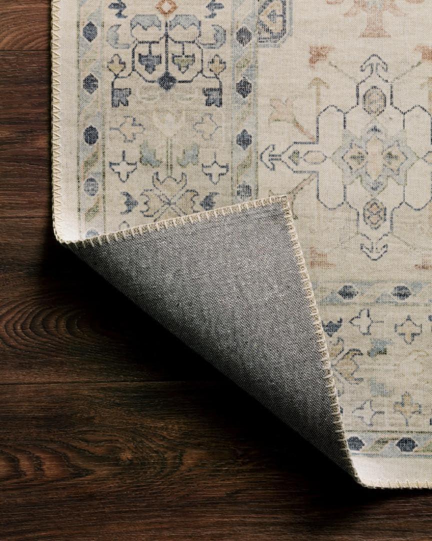 3'6"x5'6" Hathaway Rug Beige - Loloi Rugs: Traditional Medallion, Indoor Flat Pile, Polyester Canvas Backing